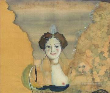 コンスタンチン・ソモフの向こうに庭を持つ若い女性 Oil Paintings